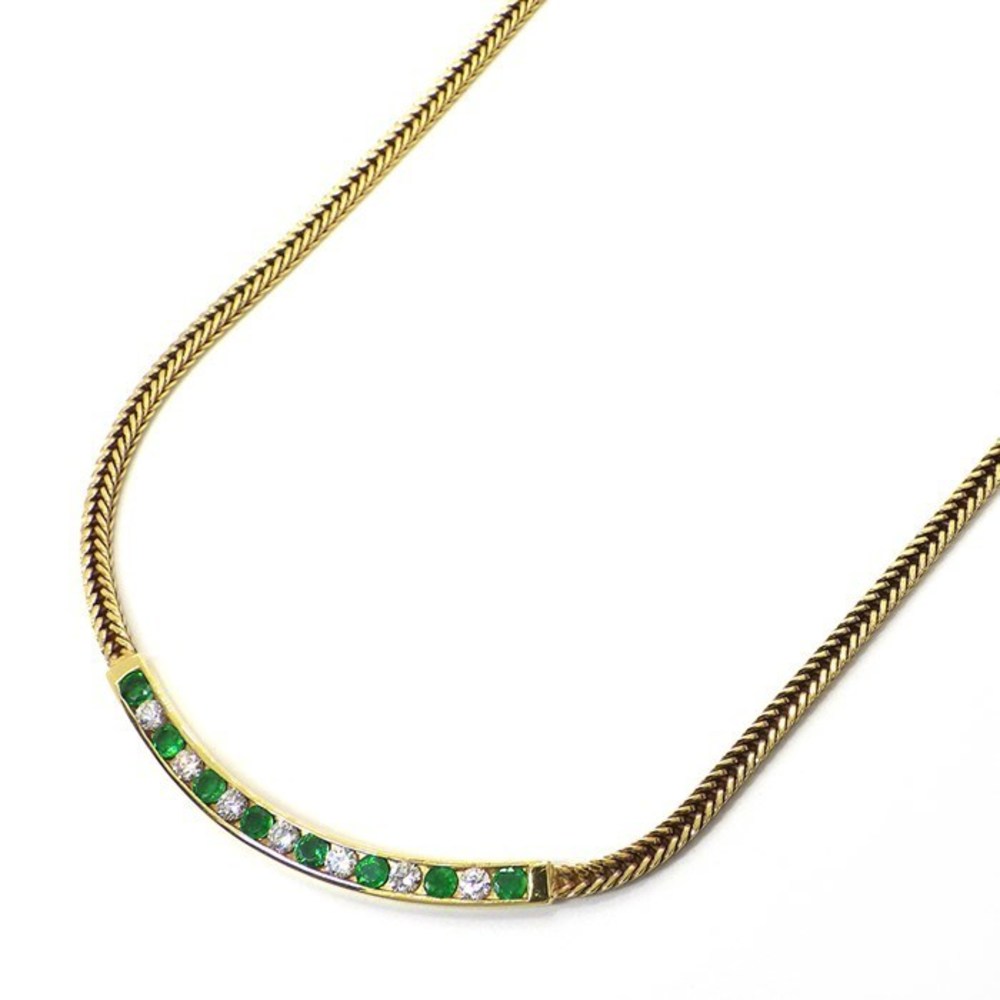 Tiffany Yellow Gold Necklace Emerald Diamond Vintage